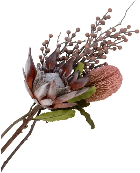 HOUSE NORDIC King Protea buket kunstige blomster, mix - rosa plastik (H:74)