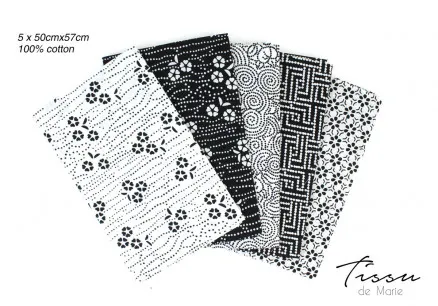 Tissu de Marie Fat Quarter Hvid Visdom 50x57cm - 5 stk